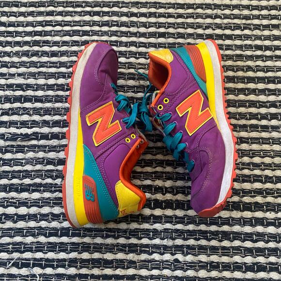 🌿New Balance 574 Womens Purple Pop Safari Multicolor Sneakers 8 - Picture 1 of 10